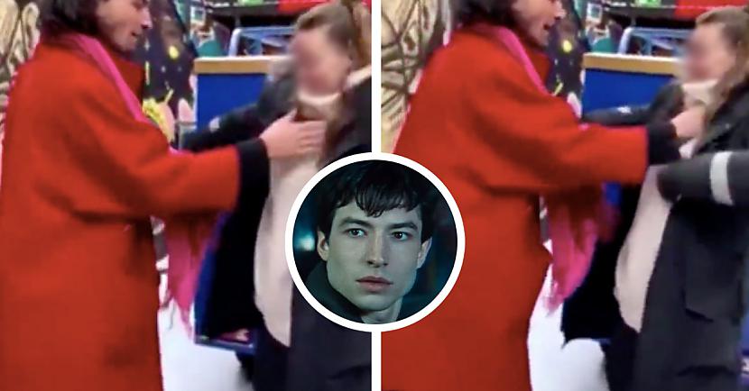Internetā nopludināts video, kurā redzams, kā Ezra Millers žņaudz savu fani