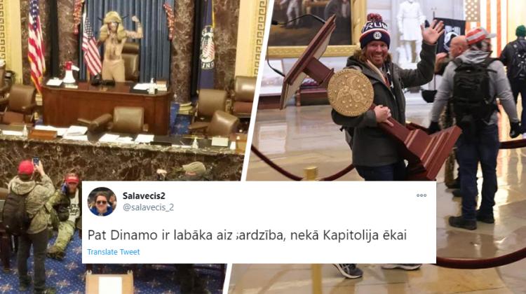 Latviešu «Twitter» lietotāji par nekārtībām Kapitolijā