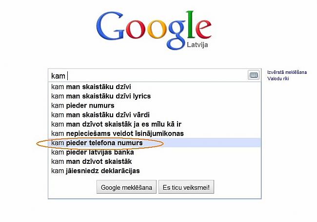  Autors: Moonwalker Ko latvietis meklē Google?