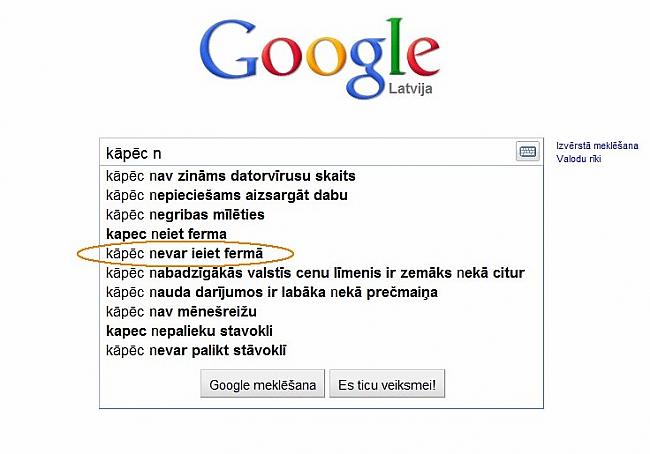  Autors: Moonwalker Ko latvietis meklē Google? 2. daļa