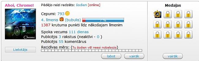 Tagadējie stati Autors: Chrome No 4-5 ar pusi līmenim - tikai ar komentāriem.