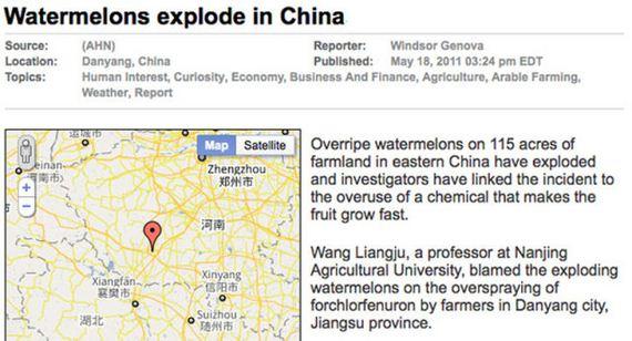 Ķīnā sāk eksplodēt arbūzi Autors: ellah Zīmes, ka pasaules gals tuvojas.