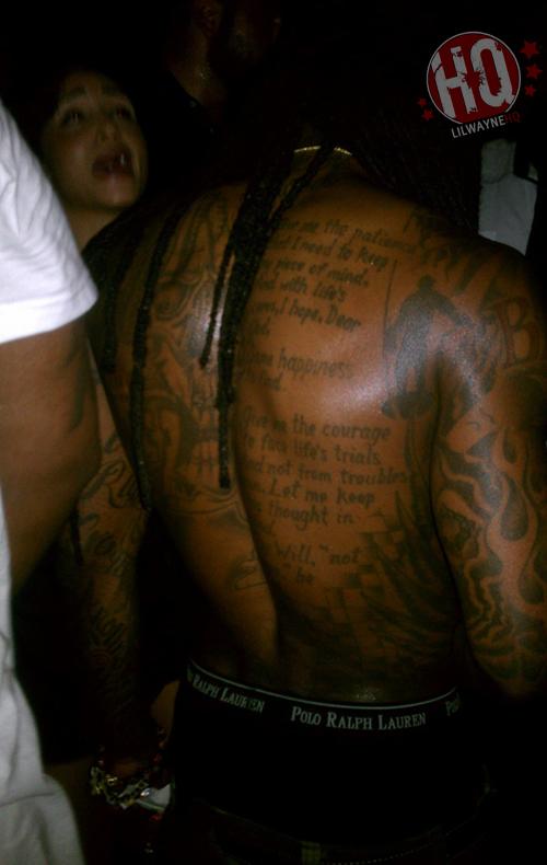 A recent look at Weezys back Autors: Chiko1 Lil Wayne Tattoo Nozīmes ( ENG)