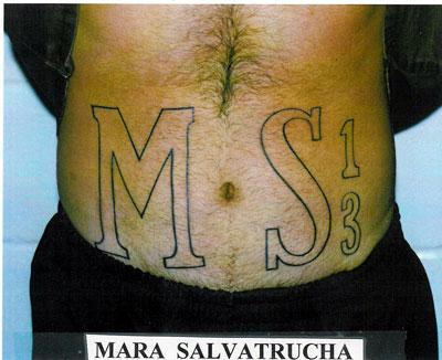 MS 13 parāda piederību... Autors: Fosilija USA kriminālo grupējumu Tatto