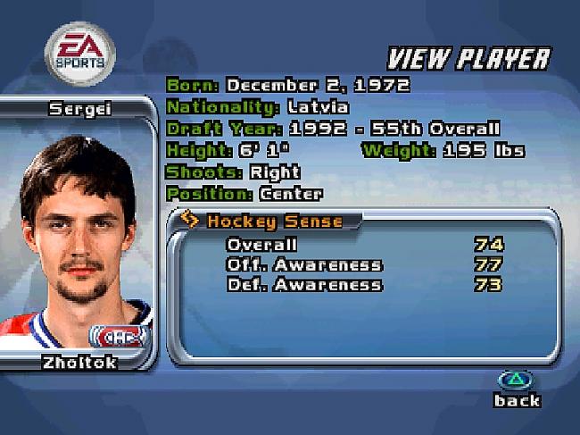 Sergejs Žoltoks Nu jau labu... Autors: Kobis Spēlējot nostaļģiju :) [NHL 2001]