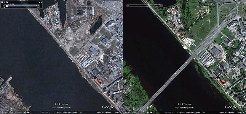 Dienvidu tilts Arī scaroneit... Autors: SinagogenBombardiren Rīga pirms 12 gadiem un tagad, satelīta fotouzņēmumos