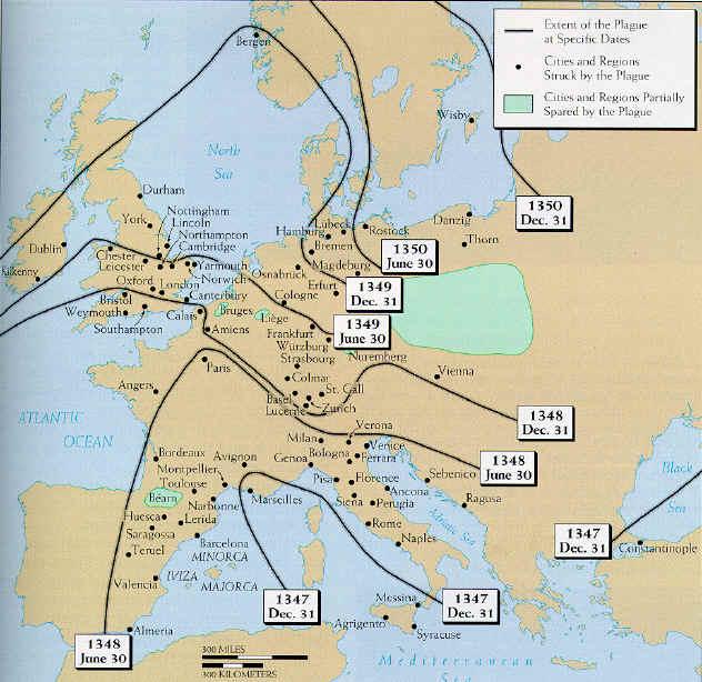 Melnās nāves izplatība Eiropā Autors: hariboss Pasaules lielākās epidēmijas 3. daļa (Melnā nāve)