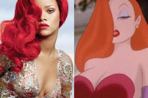Rihanna un Jessica Rabbit Autors: druvalds Multfilmu tēli kas līdzīgi mūziķiem