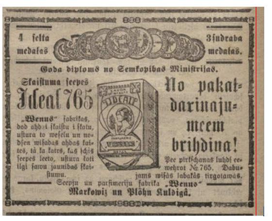 Ziepes Ideal 765 Sola skaistu... Autors: Werkis2 Reklāma pirms 100 gadiem  laikrakstā "Latviešu Avīzes" (1822-1915).