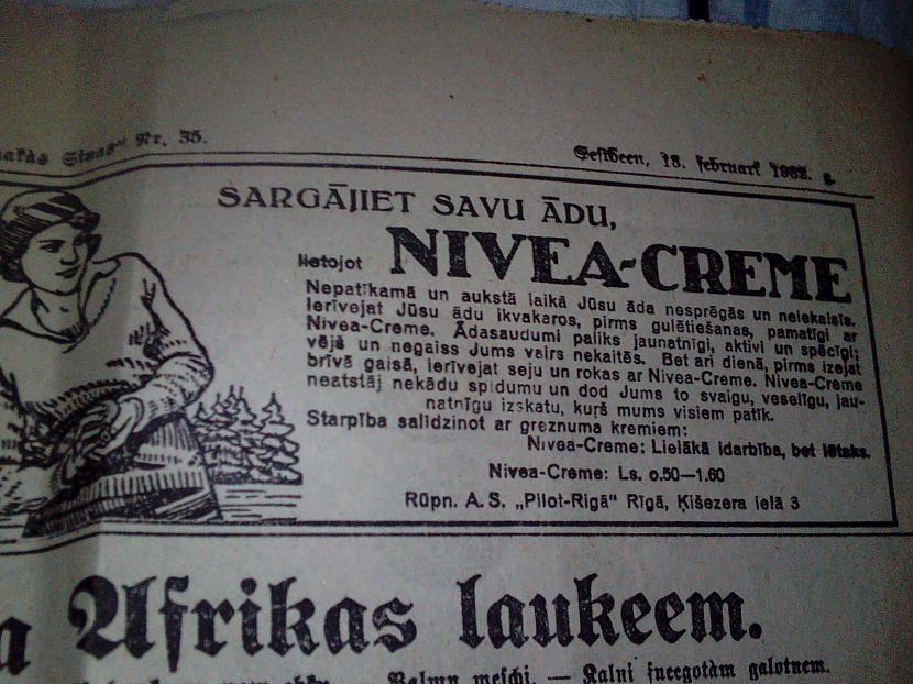 Sargājiet savu ādu ar Nivea... Autors: ghost07 Latviešu reklāmas ap 1930. gadu