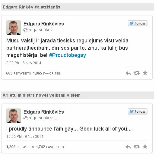 Lielu uzmanību scaronis... Autors: Spoki Latvijas ārlietu ministrs Rinkēvičs atzīst, ka ir homoseksuāls