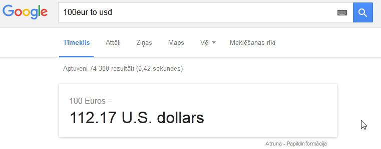 Konvertē valūtuCik scaronodien... Autors: LabiRaksti 10 foršas lietas, ko vari izdarīt ar Google meklētāju