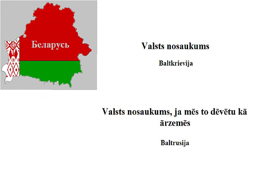 Līdzīgi kā... Autors: Raimonds Ostrovskis Valstu nosaukumi, ja latvieši tos sauktu līdzīgi kā ārvalstīs
