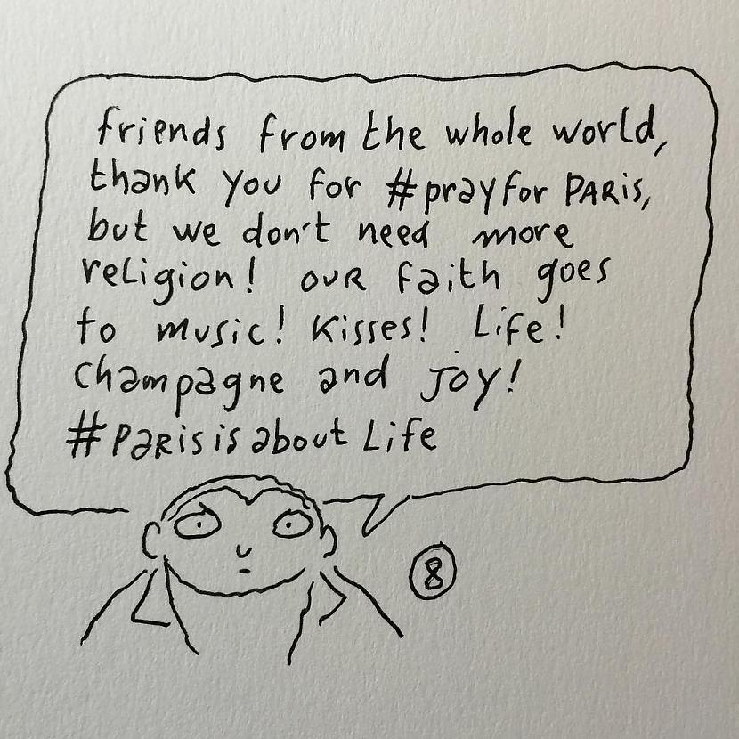 Kamēr PrayForParis mirkļbirka... Autors: kaķūns `Charlie Hebdo`karikatūrists mudina NELŪGT PAR PARĪZI