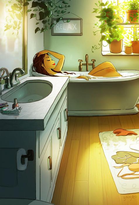 Relaksēties vanna tik ilgi cik... Autors: _marks_1 35 siltas ilustrācijas par to, cik forši ir dzīvot vienam!