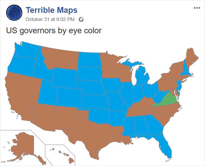 ASV gubernatori pēc acu krāsas Autors: Latvian Revenger Iespējams, dīvainākās un bezjēdzīgākās kartes, kuras būsi jebkad redzējis
