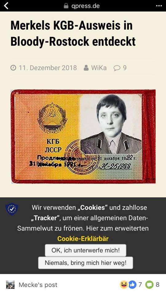  Autors: Bumbišķi News Network Vācijas internets ziņo, ka Latvijas Čekas maisos ir Angela Merkele :)
