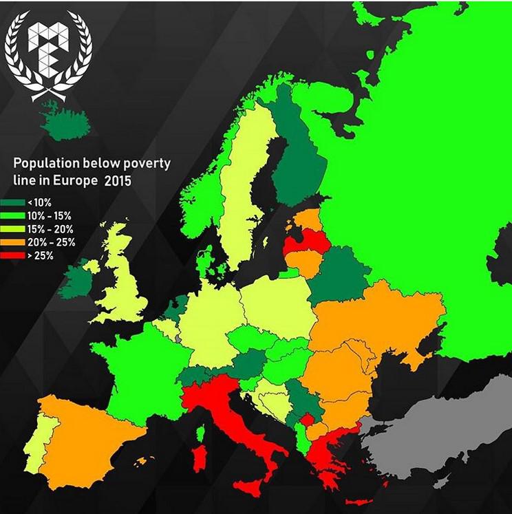 Nabadzības līmenis Eiropā Pēc... Autors: The Diāna Pārsteidzošas Eiropas kartes, kuras Tev noteikti jāredz!