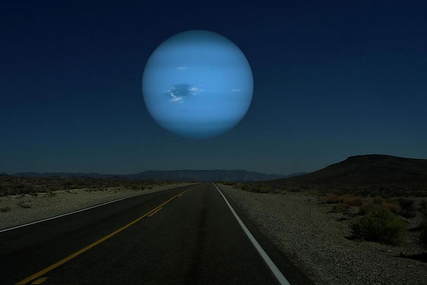 Neptūns  14 reizes lielāks par... Autors: matilde Kā izskatītos debesis, ja Mēness vietā būtu citas planētas
