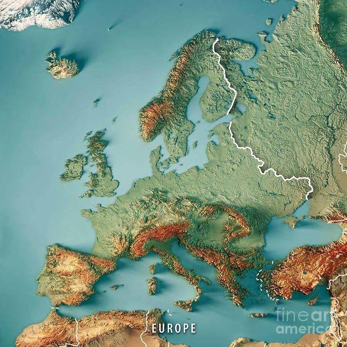 Renderēta Eiropas topogrāfiskā... Autors: Lestets 20 neparastas kartes, kas var mainīt perspektīvu