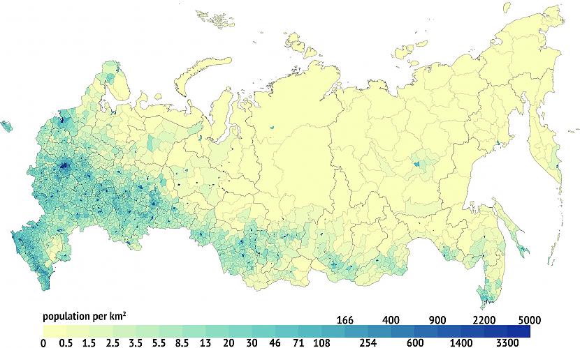 Krievijas apdzīvotības... Autors: Lestets 20 neparastas kartes, kas ļaus pasauli ieraudzīt savādāk