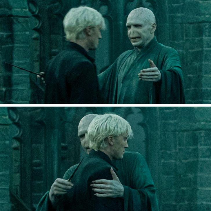 Voldemorta un Drako apskāviens... Autors: The Diāna 20 detaļas no Harija Potera filmām, kuras, iespējams, esam palaiduši garām