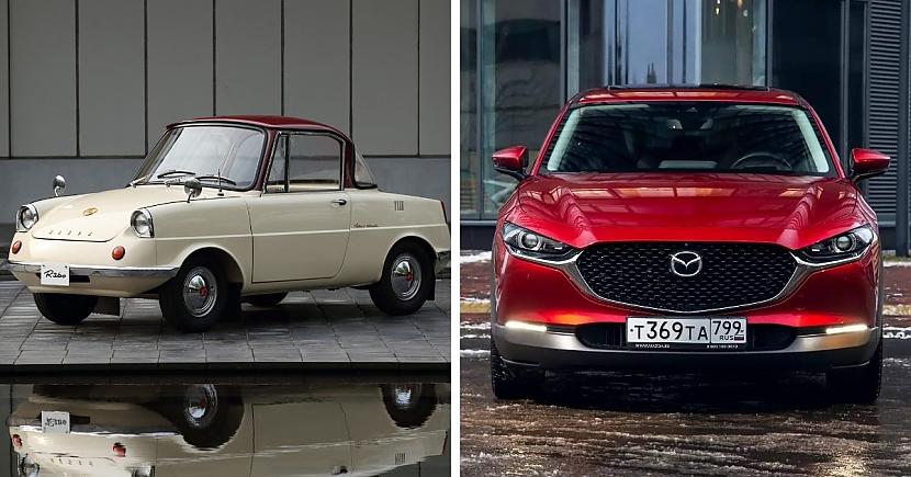 Mazda R360 1960 un Mazda CX30... Autors: Zibenzellis69 Kā izskatījās pirmās pasaules slaveno zīmolu automašīnas (toreiz un tagad)
