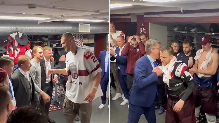 VIDEO ⟩ Kas notika Latvijas hokeja izlases ģērbtuvē pēc liktenīgās uzvaras?