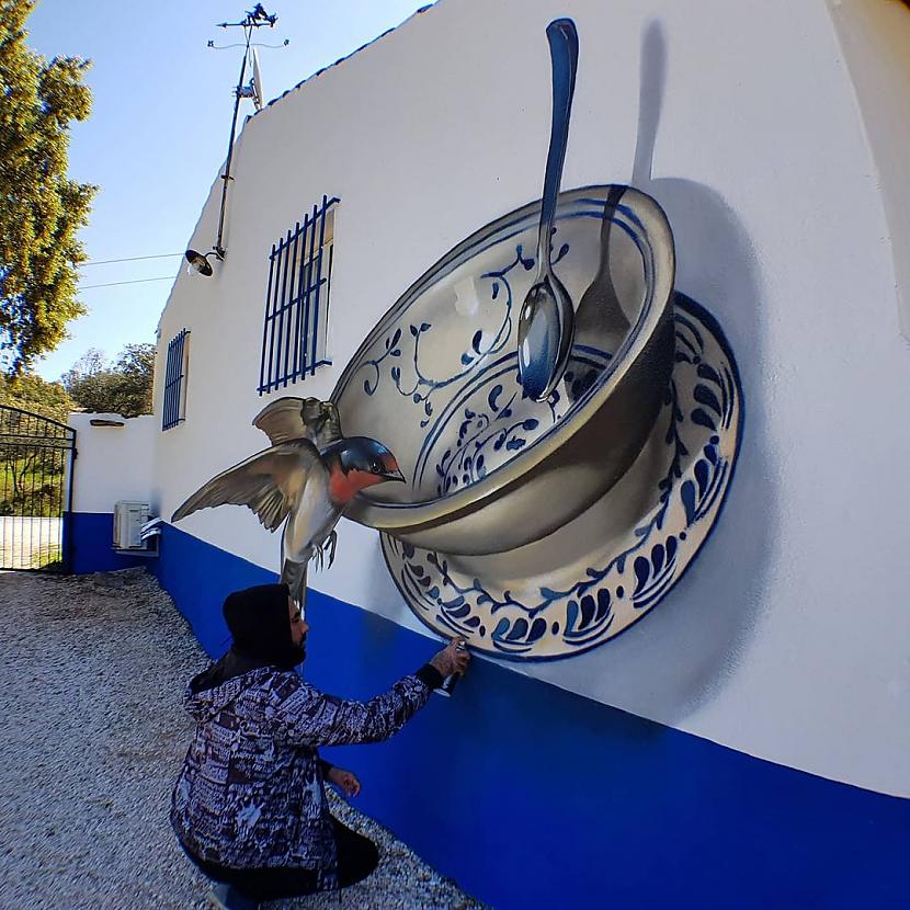 Ļoti skaists darbiņscaron Autors: Zibenzellis69 Portugāļu mākslinieks veido 3D grafiti, kas izskatās tik reālistiski