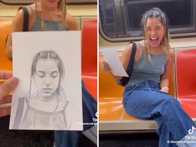 Paskatieties uz spilgtajām... Autors: Zibenzellis69 Mākslinieks metro slepus glezno svešiniekus, pēc tam dod viņiem portretus