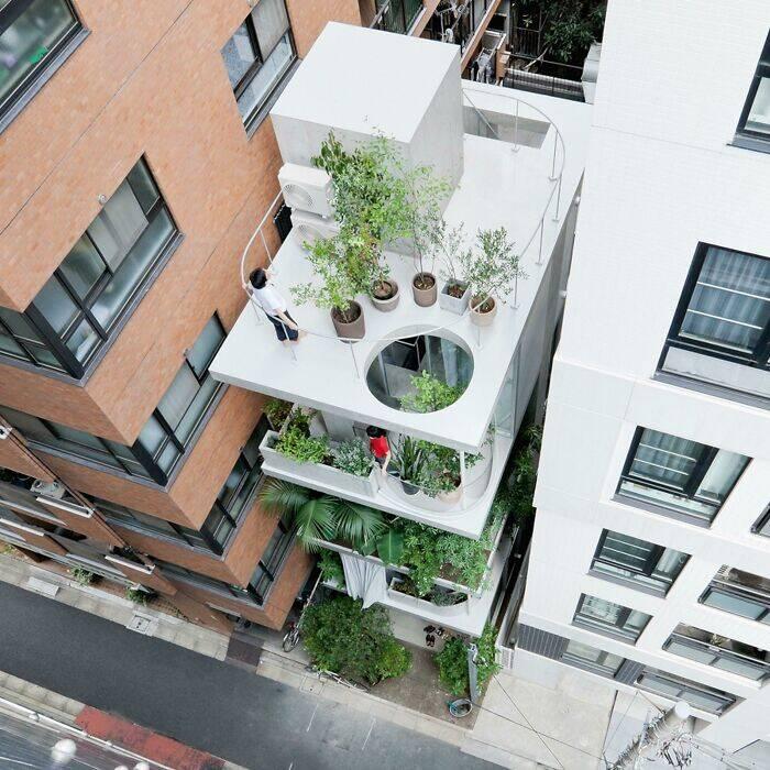 Dārzs tiescaroni mājā Tokija... Autors: Zibenzellis69 15 ēkas no dažādām valstīm, kas apvieno skaistumu un funkcionalitāti