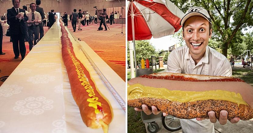 Garākais un lielākais hotdogs... Autors: Zibenzellis69 11 no pasaulē lielākajiem ēdieniem, kas uzstādīja rekordu un iegāja vēsturē